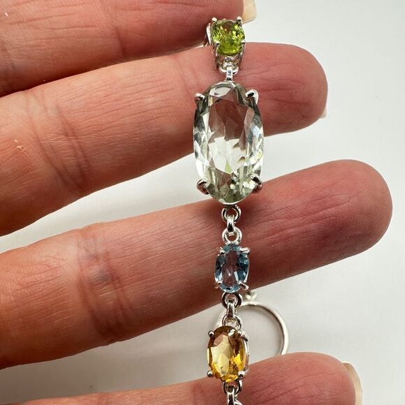 NWOT 7" One-of-a-kind multi-gemstone in sterling silver bracelet in 925! - Picture 9 of 12